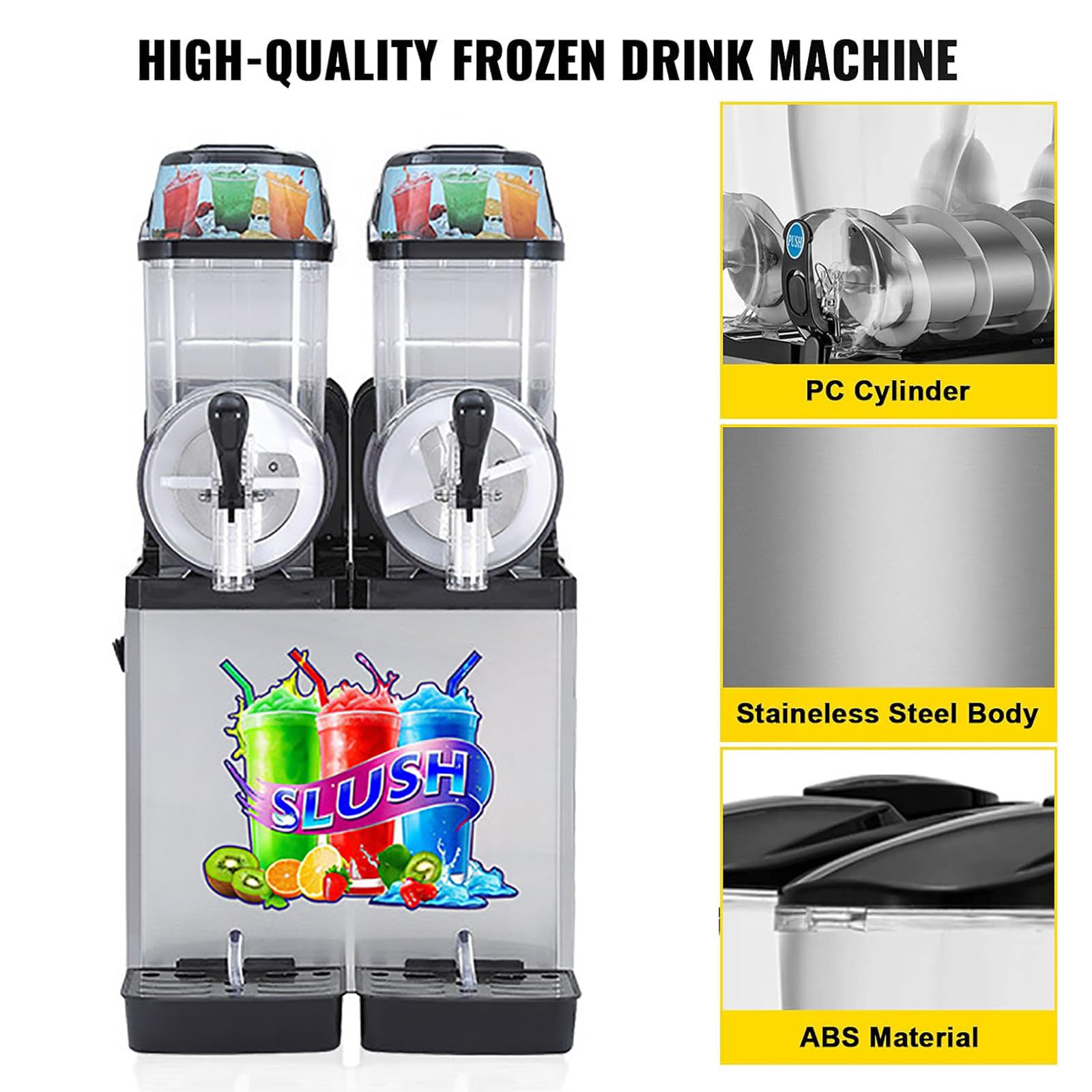 MáQuina Comercial para Preparar Refrescos, Tanques Grandes de 12l/24l, MáQuina para Hacer Granizados, MáQuina para Hacer Granizados, MáQuina para Hacer Margaritas de Verano,Double Cylinder