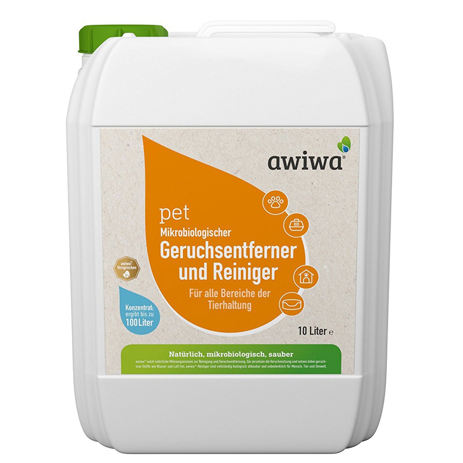 awiwa® pet Mikro­biologischer Tier-Geruchsentferner Konzentrat – gegen Tierurin Geruch & Flecken, für Hund Katze Haustier geruchsneutralisierend (10 Liter)