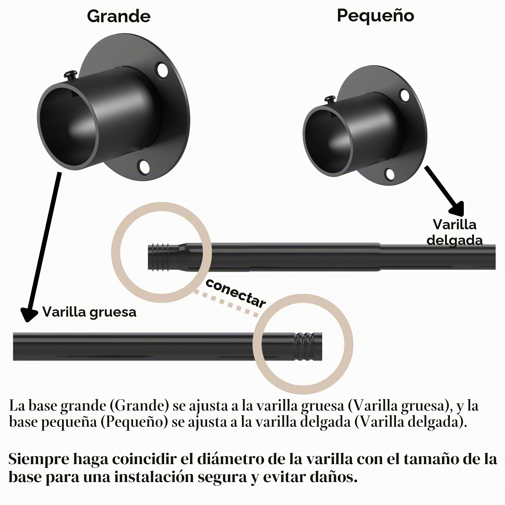 Venwemong Barra de Armario, Barra de Ropa Extensible, Acero Inoxidable Estable para Armario y Almacenamiento, Blanco, Longitud 85–230cm, Diámetro 32mm