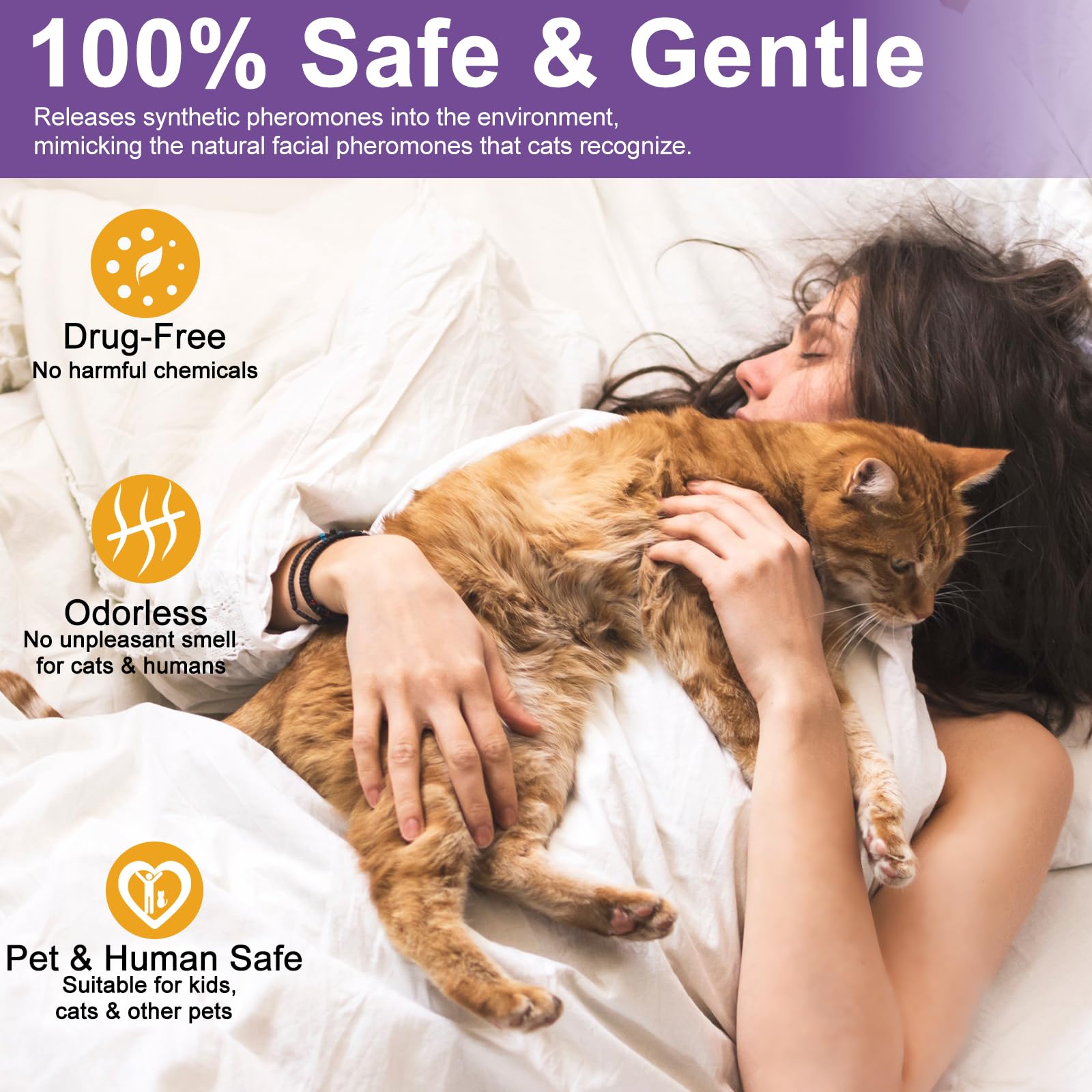 Cats & Kittens Pheromone Calming Diffuser for Cats, 48ml Refill 4 Pack + 2 Diffusers, 120 Days Long-Lasting, Relieve Anxiety, Reduce Fighting, Stop Spraying & Scratching, Safe for Pets & Humans - image 4