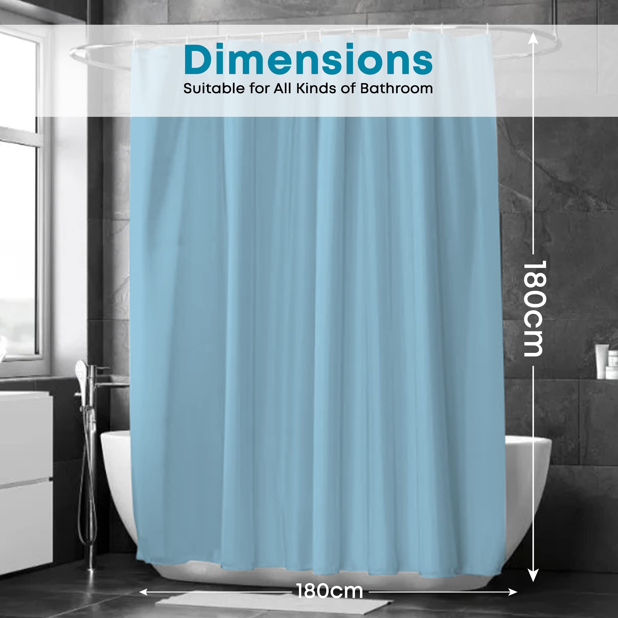 Blue Canyon Plain Shower Curtains, Sky Blue, W 70.9" x L 70.9" (1 Panels) - Image 4