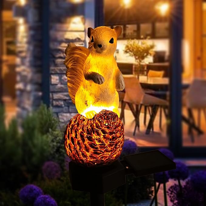 Solar Squirrel with Pinecone