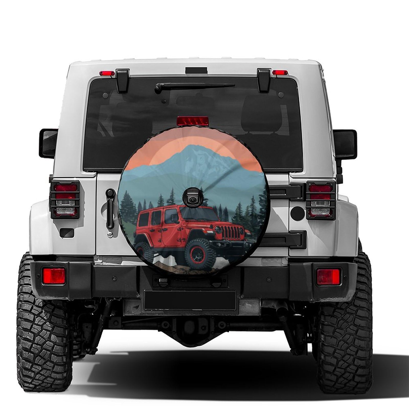 Dujiea Military Tactical Star Spare Tire Cover with Backup Camera Hole, Universal Wheel Tire Cover Tire Protectors for Jeep Trailer RV Van SUV Truck Camper and Many Vehicle 17inch — view 77