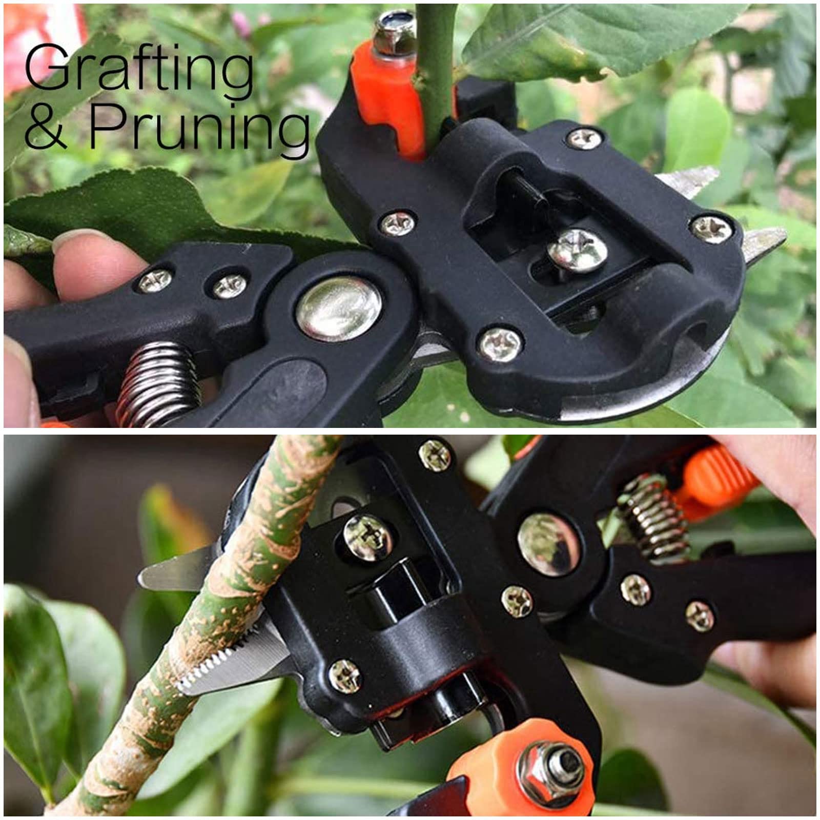 Veredelungsschere Ratschenschere Set, Professionelle Einhand Pfropfen Schneidwerkzeug mit 3 Klebebandrollen und 3 Formmessern (U-Cut, V-Cut & Ω-Cut) für Garten Blumen Baum Pflanzenzweige,Style1
