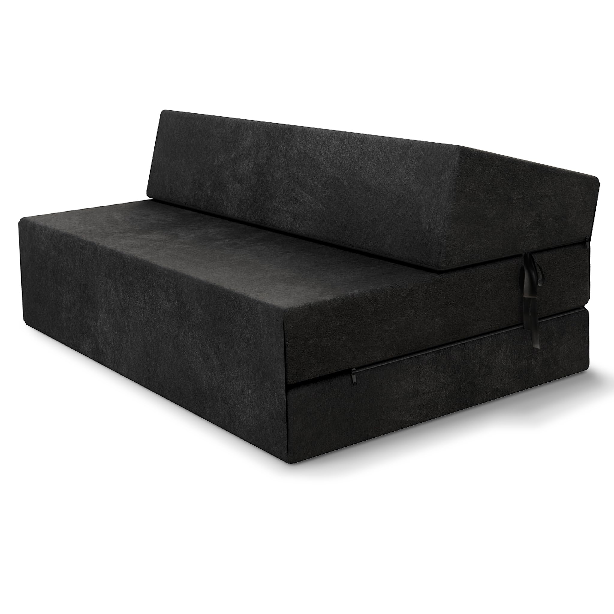 FDM Składany materac SUZI MAXI 120 x 200 cm, materac z zimnej pianki, wysokość 14 cm, stopień twardości H3, Öko-Tex, nadaje się dla alergików, poszewka Trinity, nadaje się do prania, kolor czarny