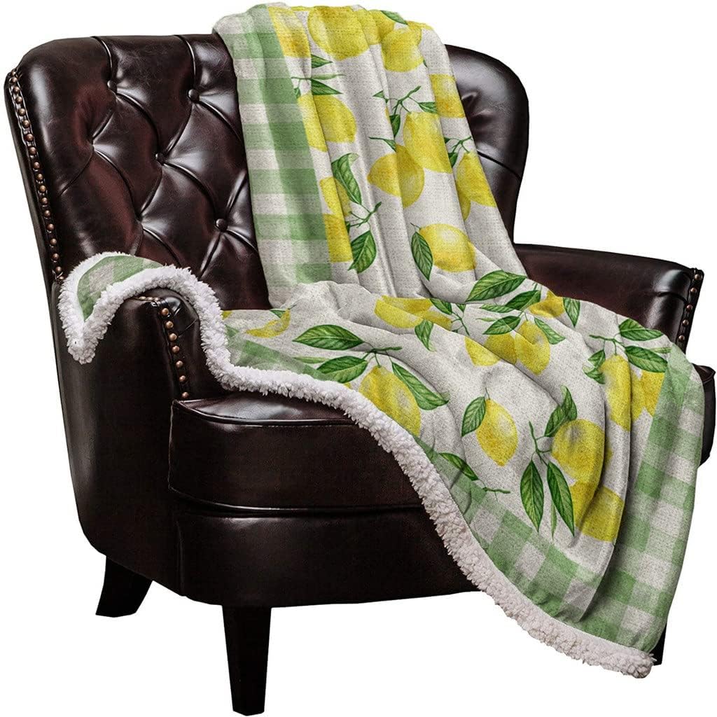 Lemon Rustic Green Plaid Retro Soft Throw Blanket Bedding Flannel Fleece Blankets Winter Autumn Sofa Bedspread Sheets