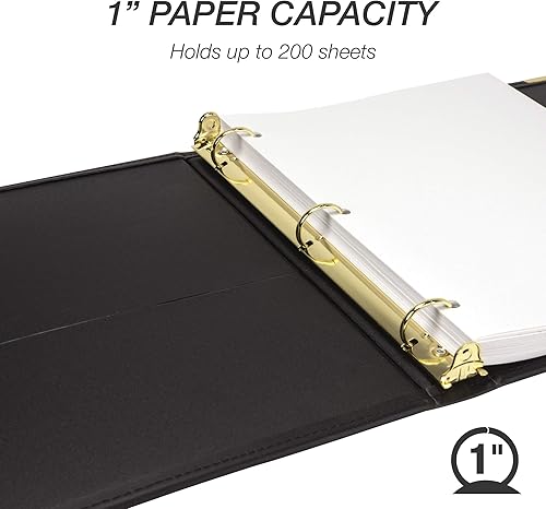 Miniatura 3 de Samsill Classic Collection carpeta de 3 aros, presentación ejecutiva, aros redondos de latón de media pulgada (capacidad de 125 hojas), negro,