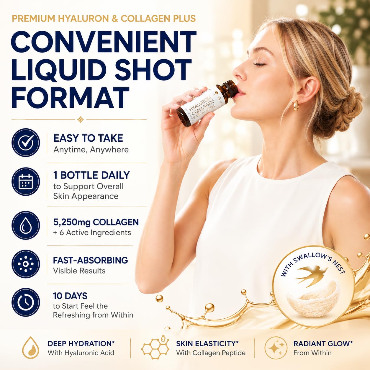 FINE JAPAN Liquid Collagen with Swallow’s Nest & Hyaluronic Acid – Supports Skin Elasticity, Hair & Nail Health, Hydration & Healthy Aging – Made in Japan, 17 fl oz (10 Bottles) — Amazon image 7