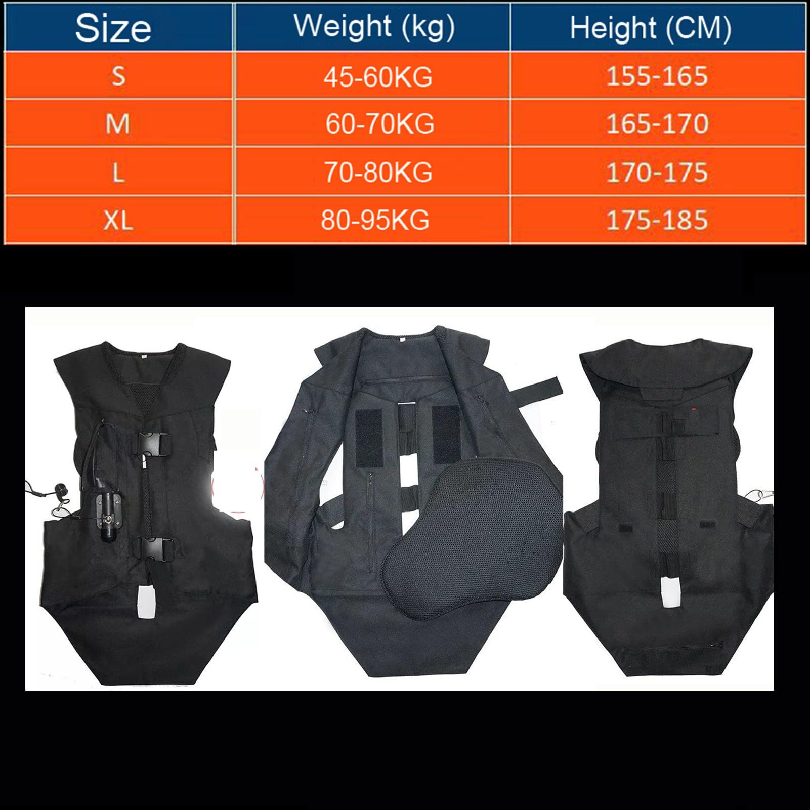 Chaleco de equitación con airbag reutilizable for hombres, mujeres y jóvenes, 0.1S, con protección for cuello, coxis, pecho y espalda.