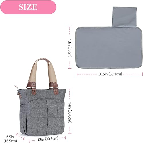 Miniatura 6 de Damero Diaper Bag Tote, Travel Diaper Tote with Changing Pad and Shoulder Strap for Mom and Dad