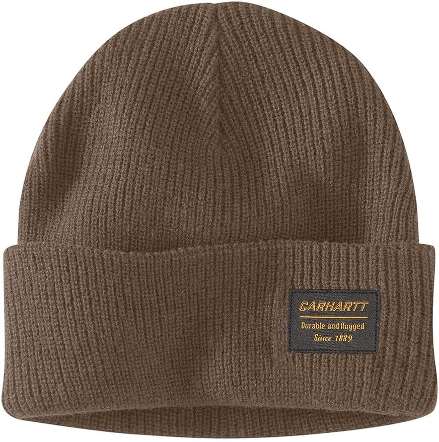 Men's Knit Rugged Patch Beanie