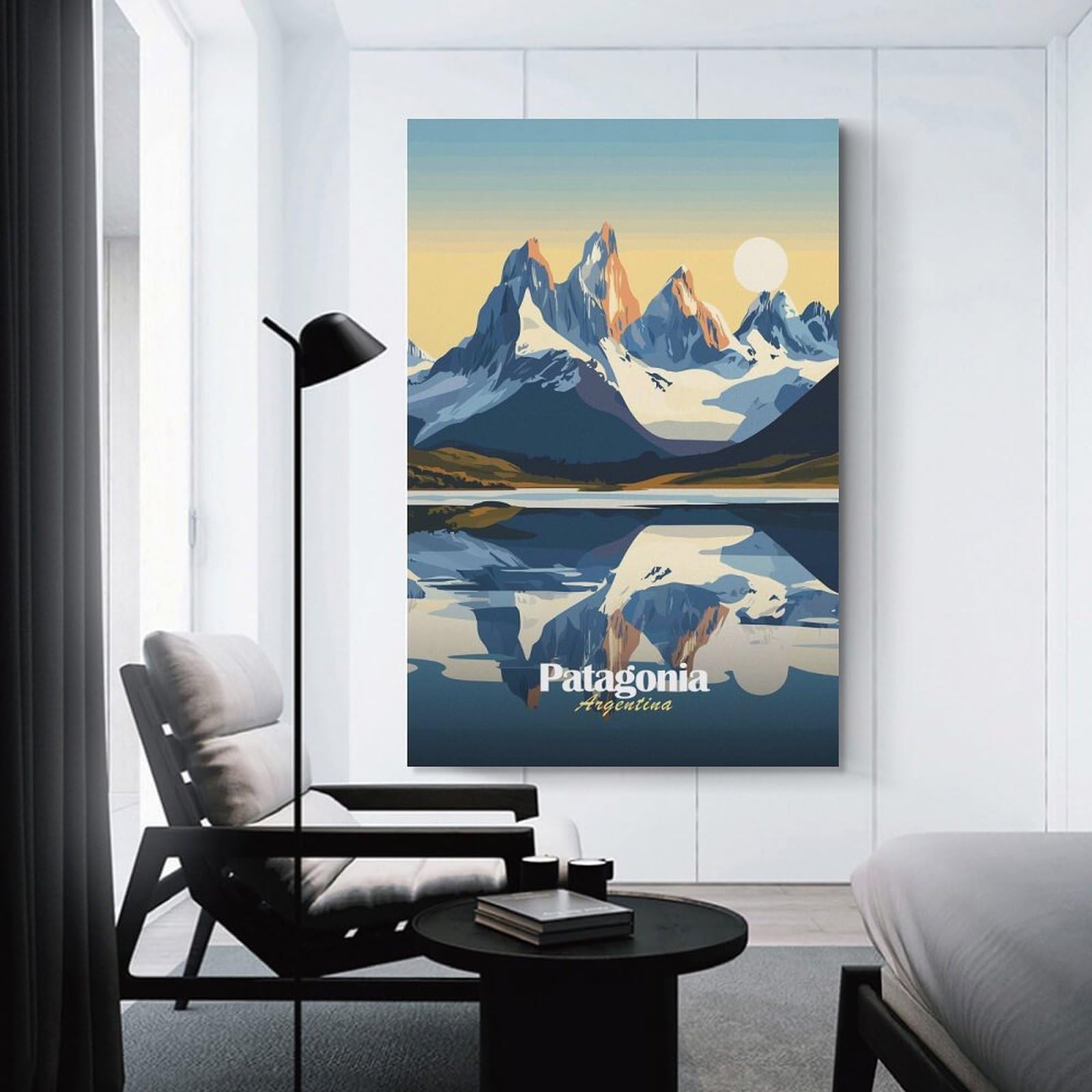 Junmoney Patagonia Mountain Landscape Wall Art Print 24x36inch(60x90cm), for Corridors, Hallways Or Apartment Entries, Wall Decor to Refresh Empty Corners