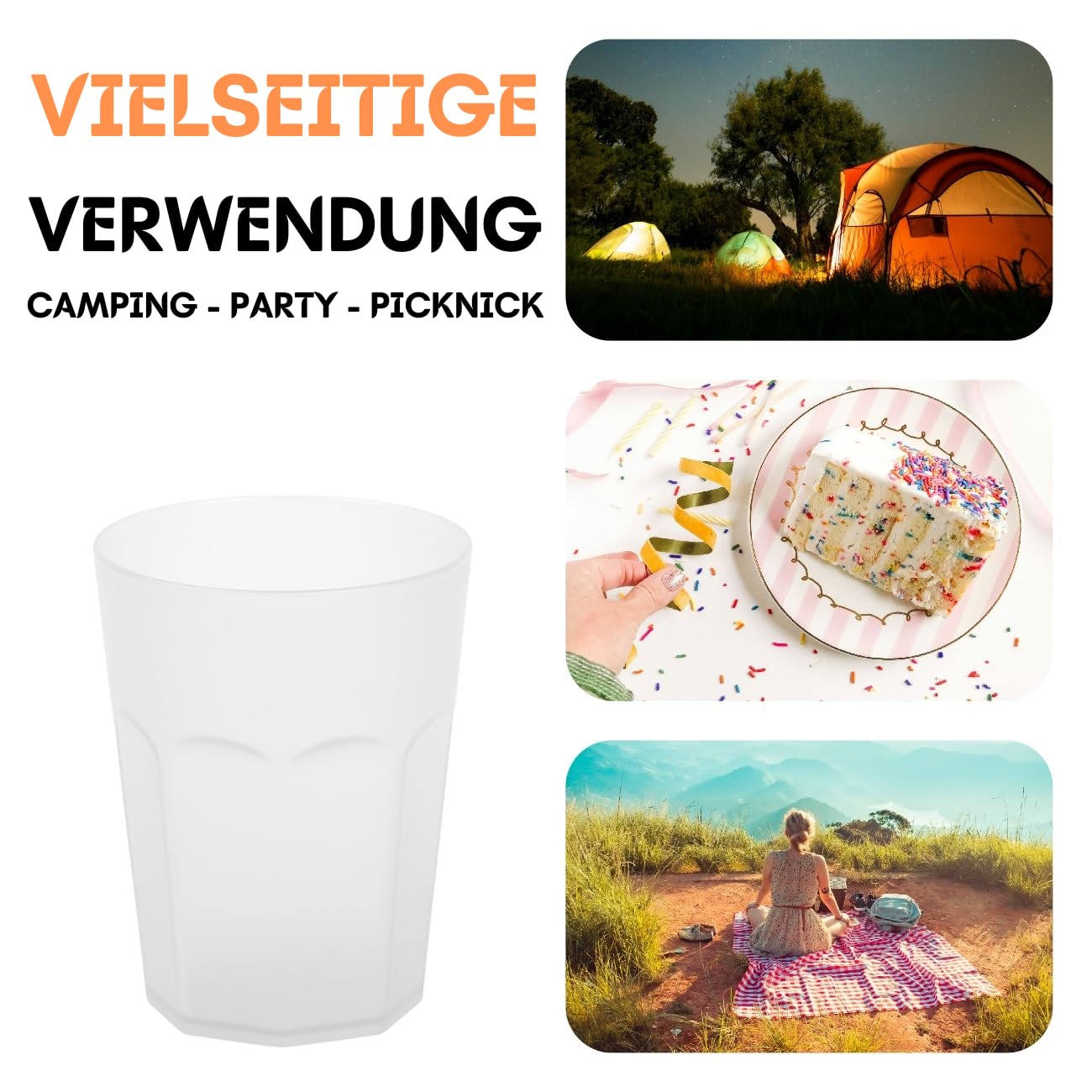 ENGELLAND 15x Kunststoffbecher – Partybecher 400 Ml, Gelb, Mehrweg, Spülmaschinenfest