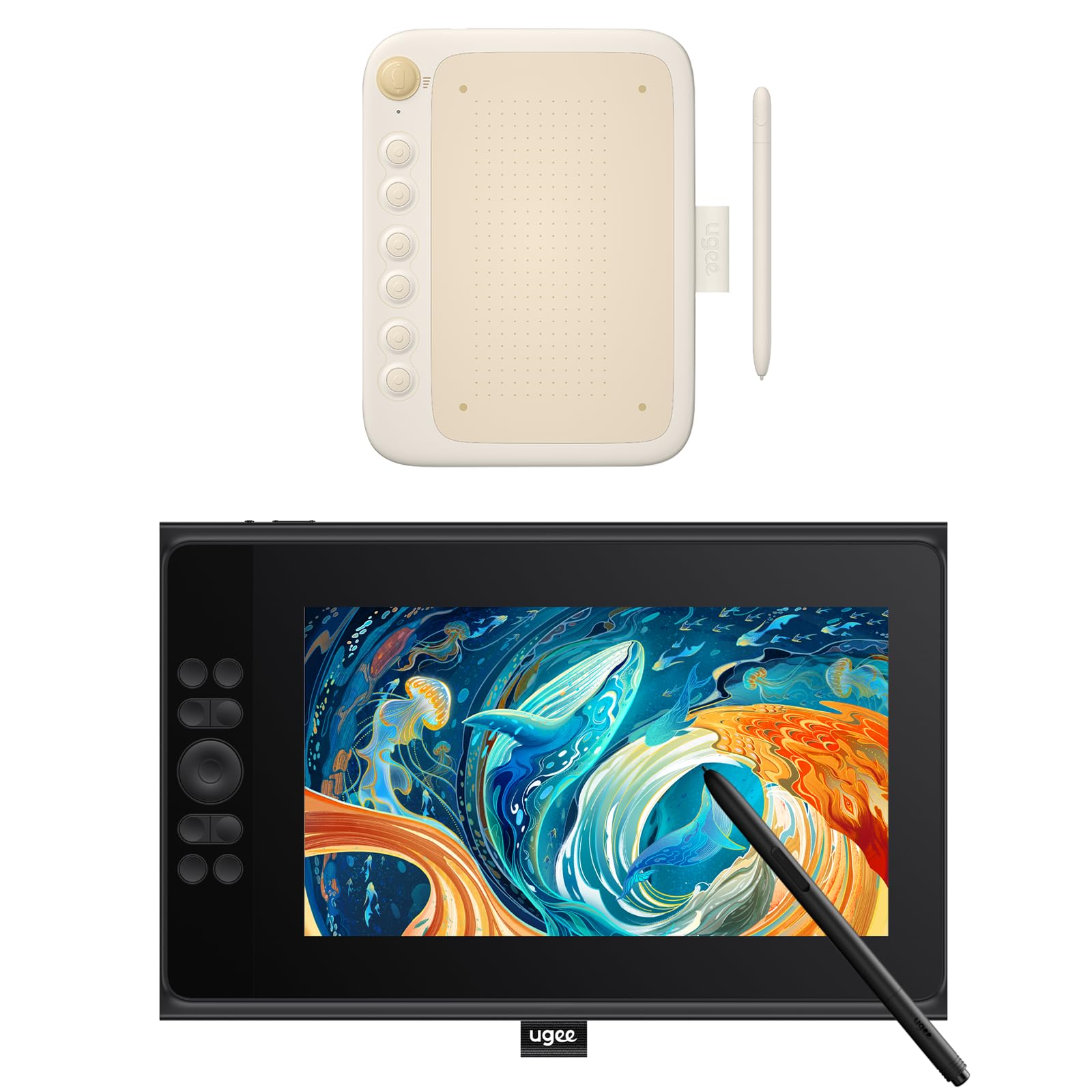 ugee tavoletta grafica con schermo UE12 PLUS 11,9 pollici,147% sRGB Ultra-Wide Color Gamut ideale per l'ufficio domestico e l'apprendimento online, nero