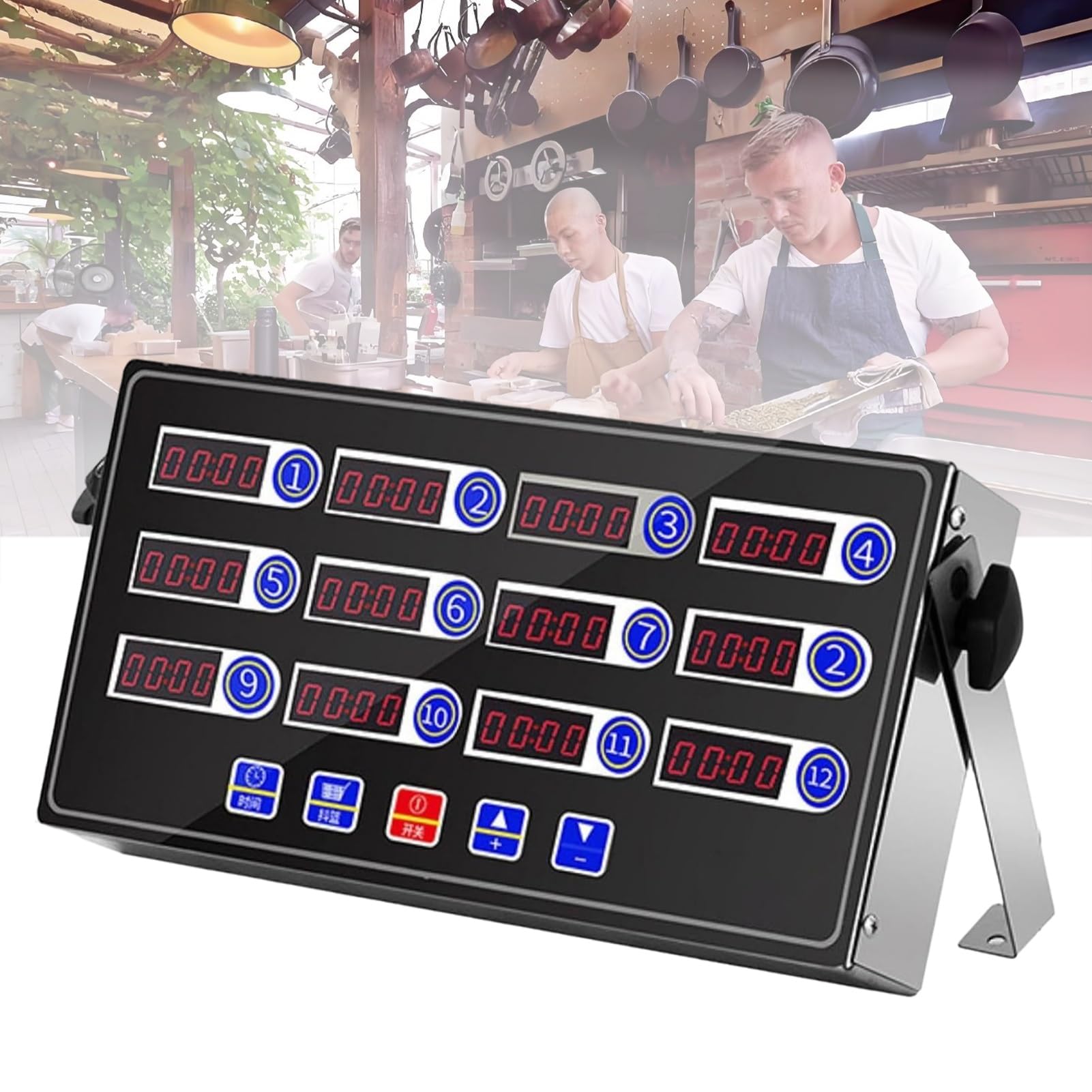 Timer Digitale for Ristoranti a 12 Canali, Timer for Cucina Commerciale con Allarme Forte, Ampio Display Lcd, Adatto for Cucinare