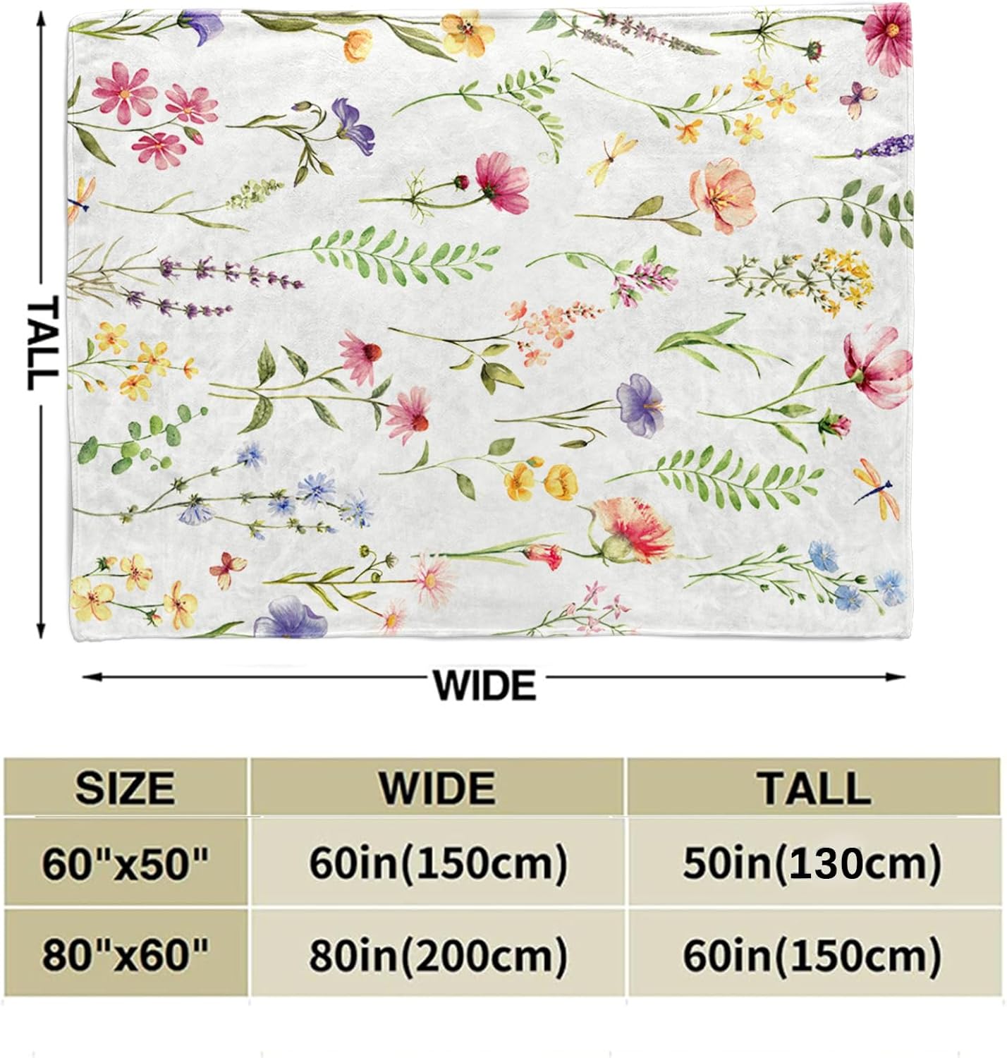 Tupmnbry Wildflowers Throw Blanket Botanical Floral Printed Blanket Super Soft Flannel Throw Blankets Lightweight Fluffy Plush Fuzzy Bed Blankets for Bedding Sofa 50"X60" - Image 6