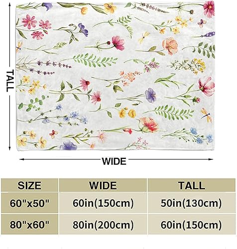 Miniatura 6 de Tupmnbry Manta de flores silvestres con estampado floral botánico, manta de franela súper suave, ligera y esponjosa para cama y sofá, 50 x 60