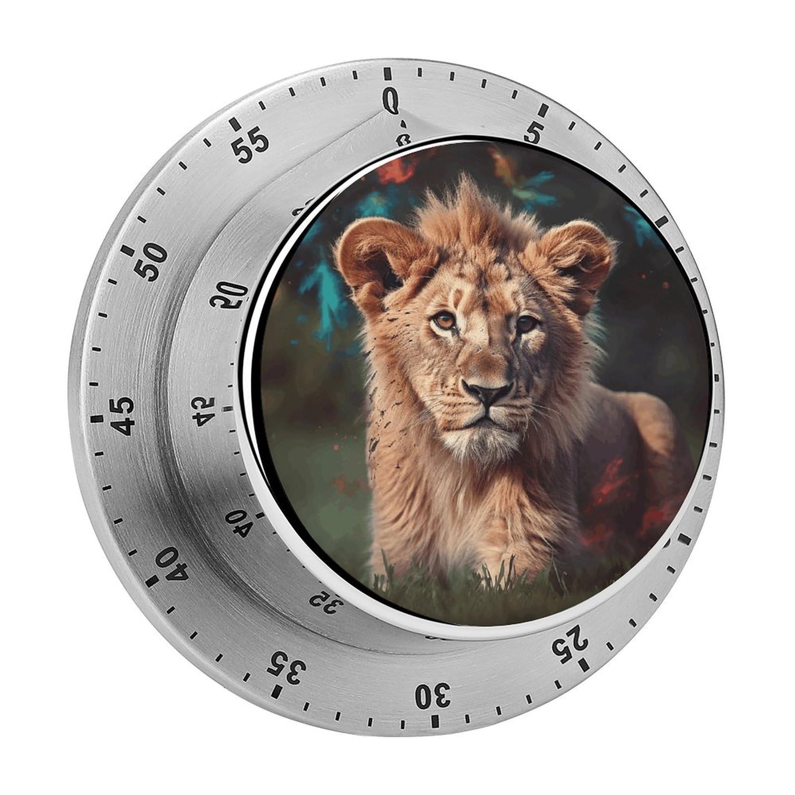 Art Lion Visual Timer with Loud Alarm 60-Minute Kitchen Timers Exquisite Stainless Steel Body - Mechanical Desk Timer Countdown Clock for Cooking Chef Clock