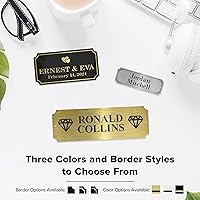 Vista 7 de Placa de nombre grabada personalizada, placa de nombre negra cepillada personalizada, 1 x 3 pulgadas, material de impacto grabable duradero