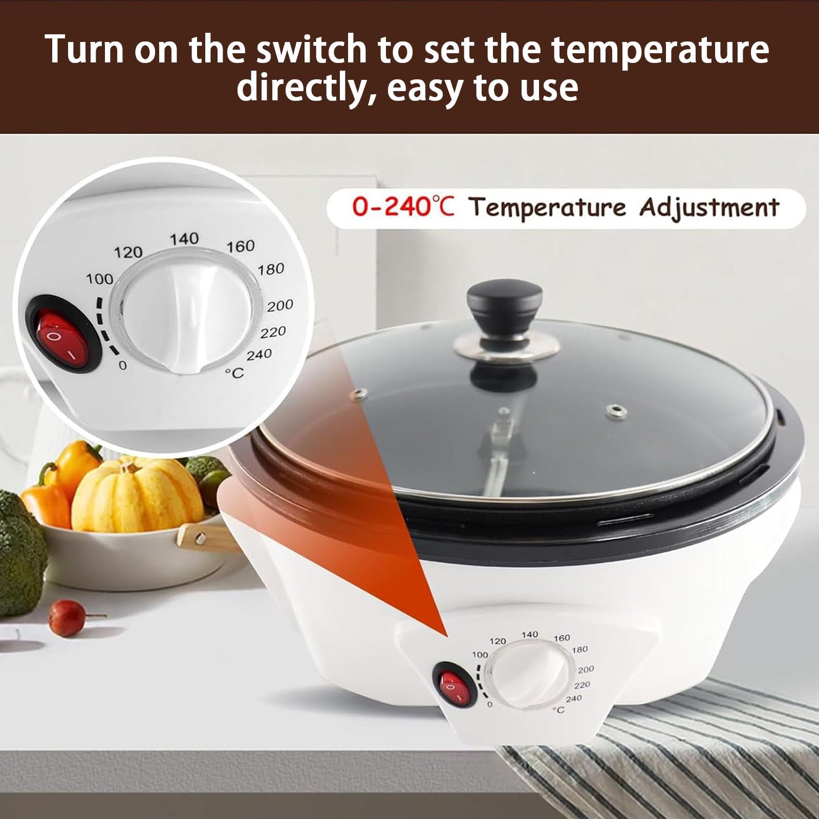 Machine À Torréfier Le Café,Torréfacteur Électrique 800 G,4 Trous Ventilation/Température Réglable/0-240 ℃/Machine Cuisson Grains Café À Domicile-Débutants Et Amateurs Café