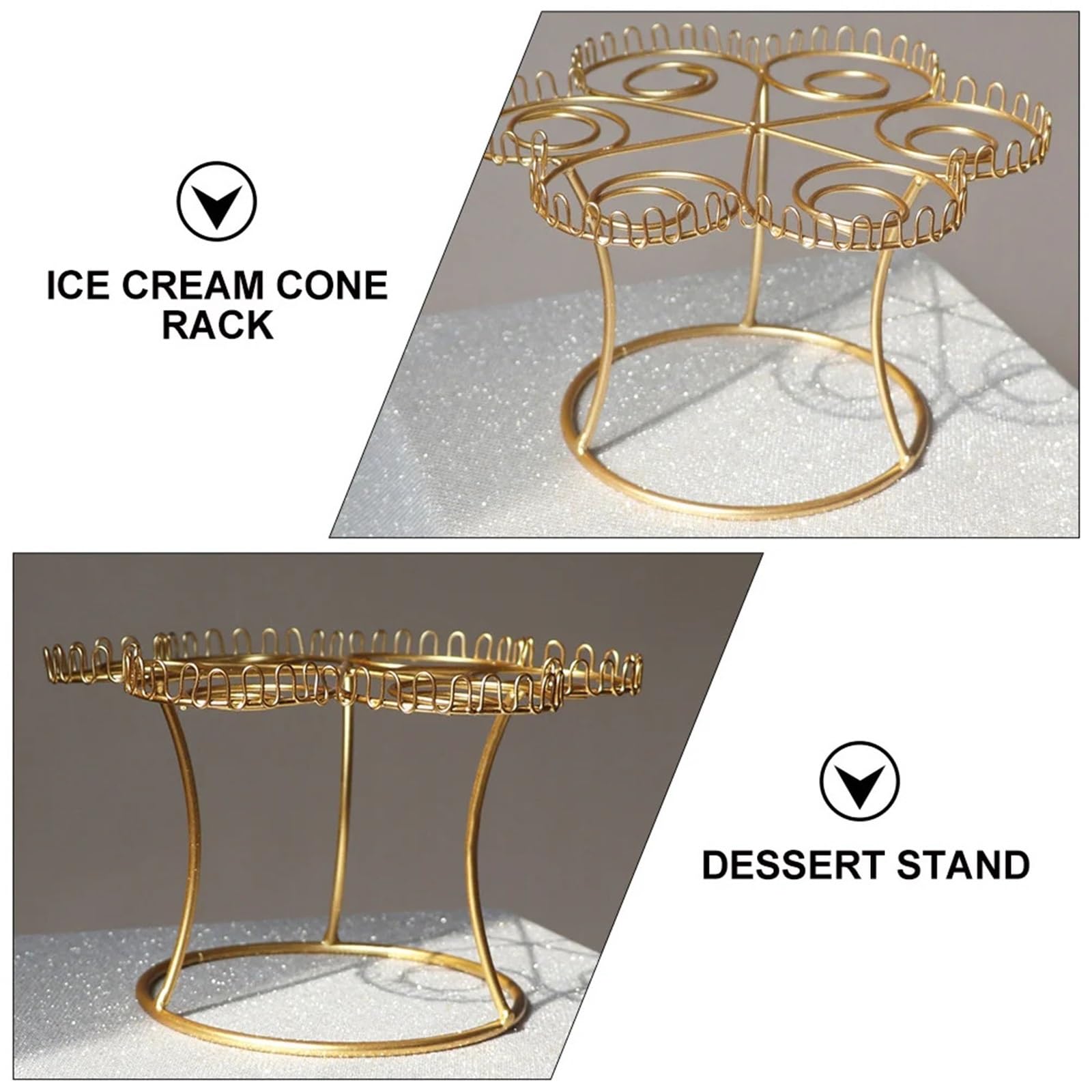 Support pour CôNes De Glace Table à Desserts Support de Maintien de crème glacée en métal présentoir à cône Support de cône de crème glacée(Golden)