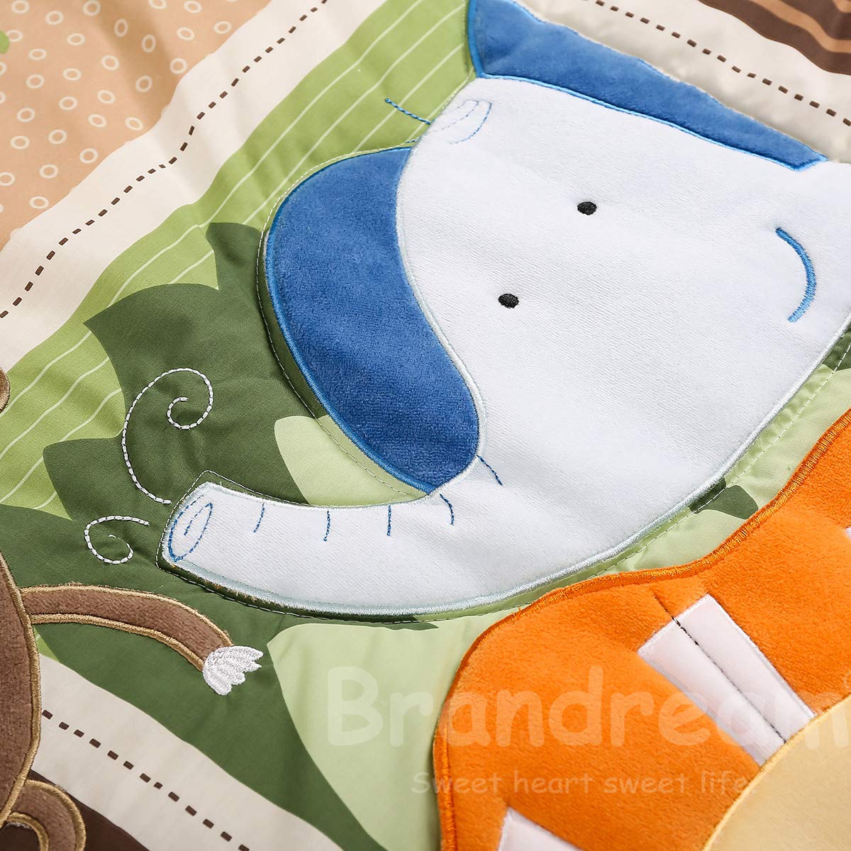 Brandream Juego de ropa de cama para niños, elefante, león, selva, ropa de cama con apilador de pañales, animales 3D, 4 piezas
