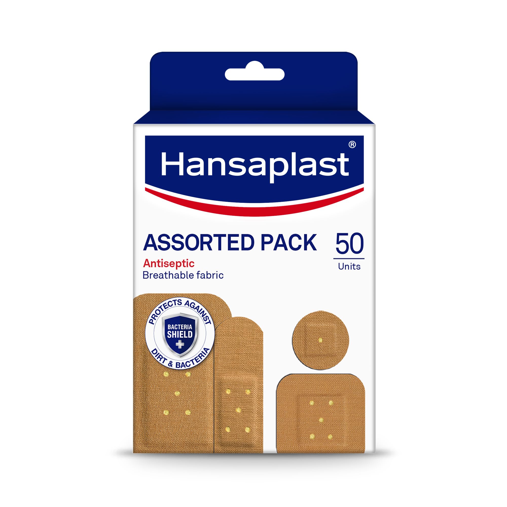 Hansaplast Antiseptic Plasters in Various Shapes & Sizes | Pack of 50 Units | First Aid kit | Breathable fabric | Home Essential Kit | Antiseptic Wound Pad (B0CZLN9W6P) Amazon Price History, Amazon Price Tracker