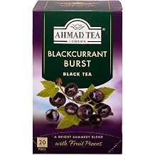 Ahmad Tea - Blackcurrant Burst - Black Tea with Blackcurrant - With Fruit Pieces - Individually Wrapped Aroma-Sealed Tea Bags with 2g Tea per Serving - 20 Tea Bags with Ribbon
