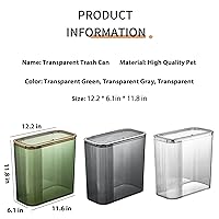 Vista 2 de Cubo de basura transparente para baño, cubo de basura con tapa, cubo de basura Kithen de 3.5 galones para baño, dormitorio, cocina, oficina, sala