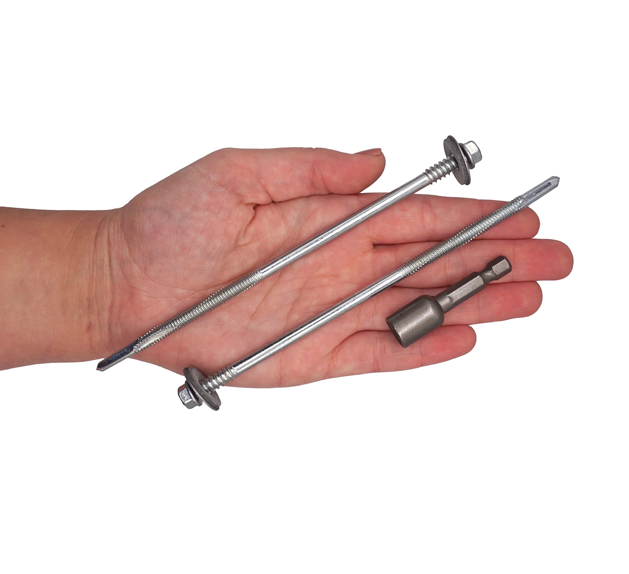 SKIR'CO (60 pezzi) Viti autoperforanti 5,5 x 150 mm zincate con rondelle EPDM per pannelli sandwich, testa esagonale
