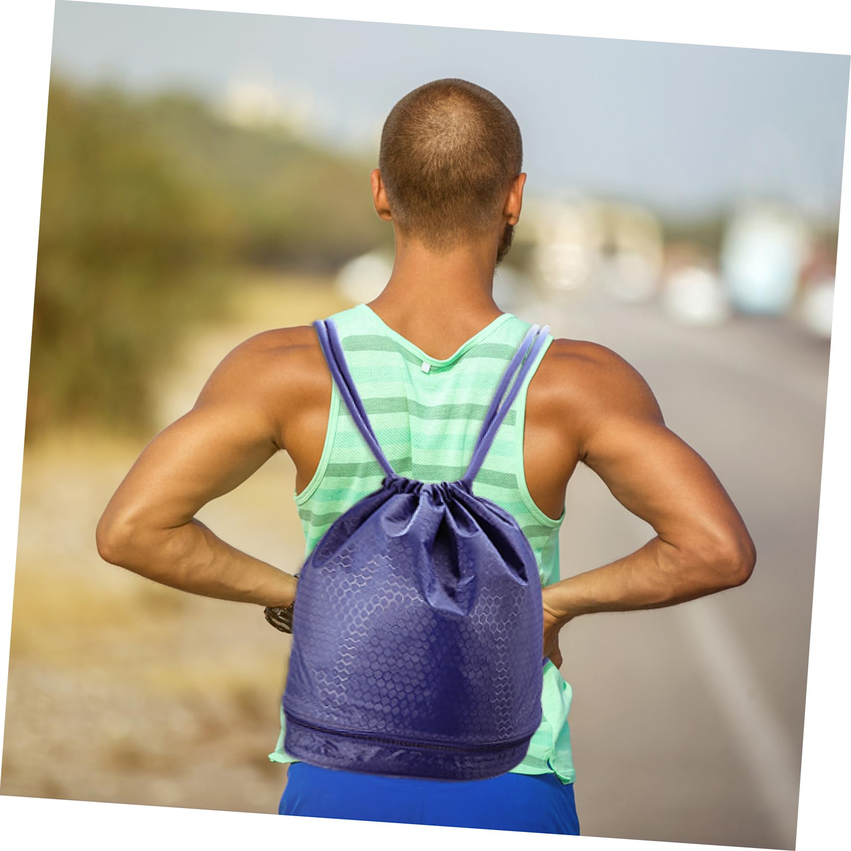 LIFKOME Men's Large Drawstring Swimming Backpack Dry Wet Separated Sackpack for Pool Beach Travel