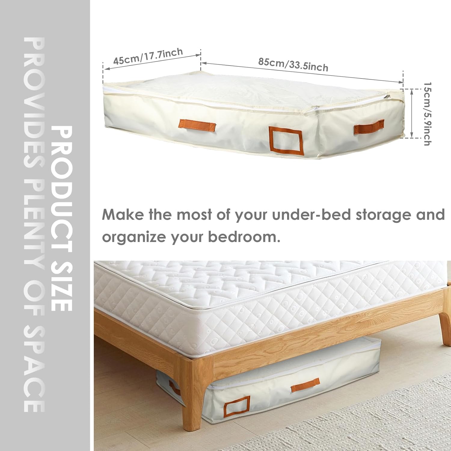 Bed Storage Box, Multipurpose Under Organizer Large-Capacity Portable Under-Bed Container with Clear Lid and Handle Bags