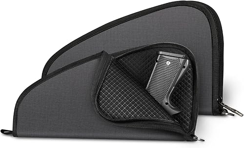 Vista 12 de FINPAC Estuche para Pistola Táctico, Funda de Arma de Fuego Suave con Bolsa de Almacenamiento para Pistolas con Anillo en D y Forro Acolchado