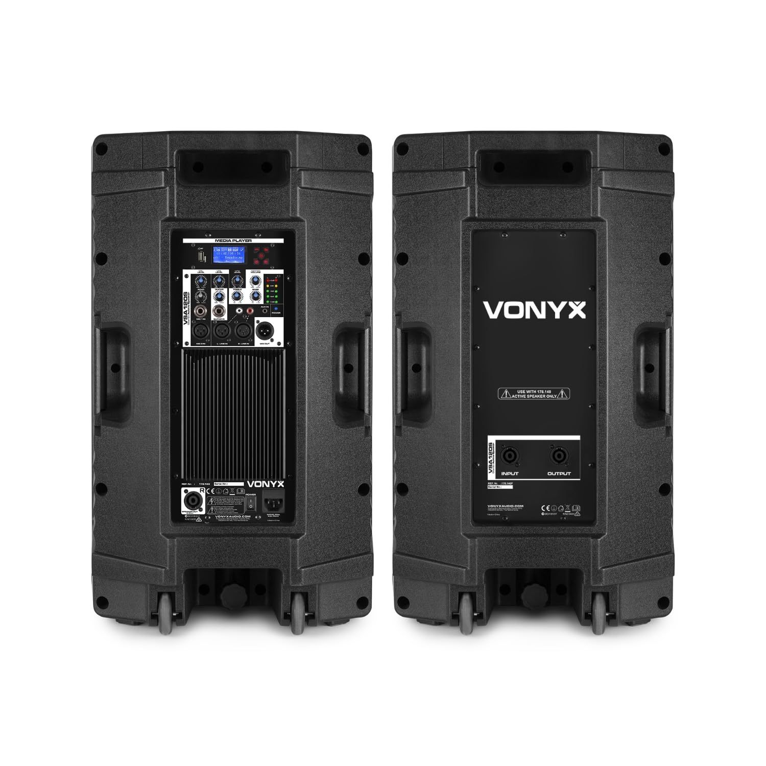 Vonyx VSA120S – Altavoz portatil Bluetooth Potente 800W con 2 Altavoces 12", USB, 2 Soportes LS01K y Cable Jack RCA, Equipo de Sonido Profesional para Eventos DJ y Directo, Color Negro