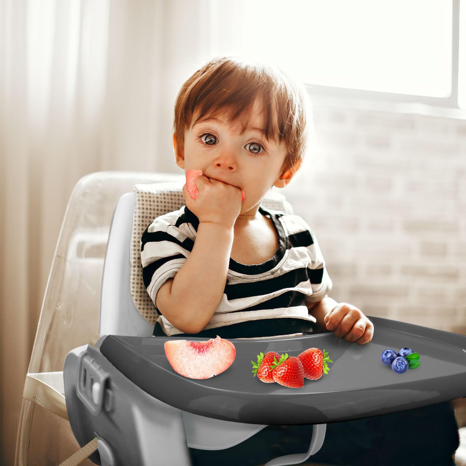 Vassoio Compatibile con Sedia Stokke Tripp Trapp, Vassoio per Tripp Trapp Accessori per Seggiolone per bambini 6-36 Mesi (Grigio)