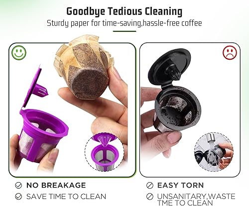 Miniatura 2 de VIVI SKY Filtros K Cup desechables con tapa, 100 filtros de café, filtros de papel K Cup para cafeteras Keurg de una sola porción 1.0 y 2.0 cápsulas