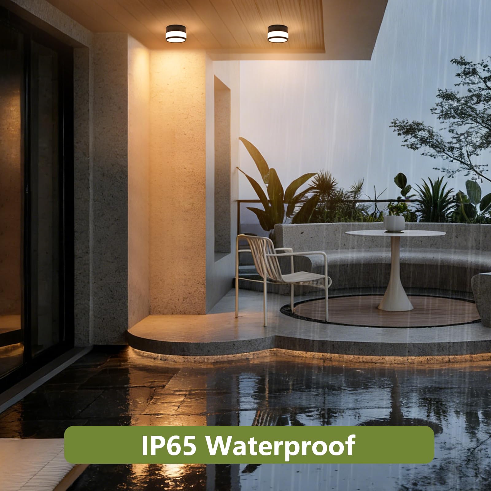 GeyouLux LED Aufbauspot IP65 12W 1320LM 3000K Warmweiß Ø109x70mm Deckenleuchte Schwarz 2er