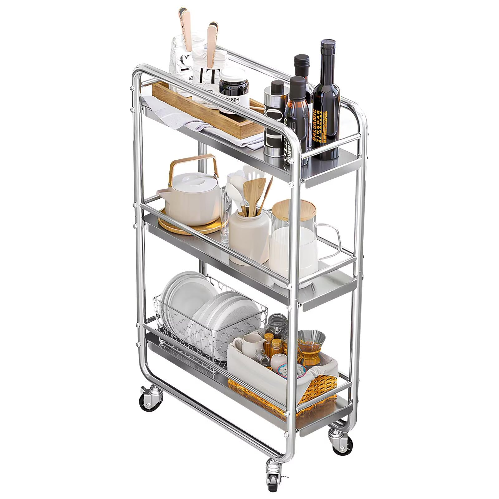 キッチンワゴン スリム 隙間収納 幅20cm キッチンラック キャスター付