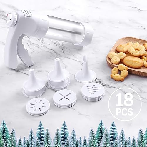 Miniatura 5 de Pistola de prensa de galletas, juego de prensa de galletas Spritz para hornear galletas con 12 discos de prensa de galletas y 6 puntas de decoración