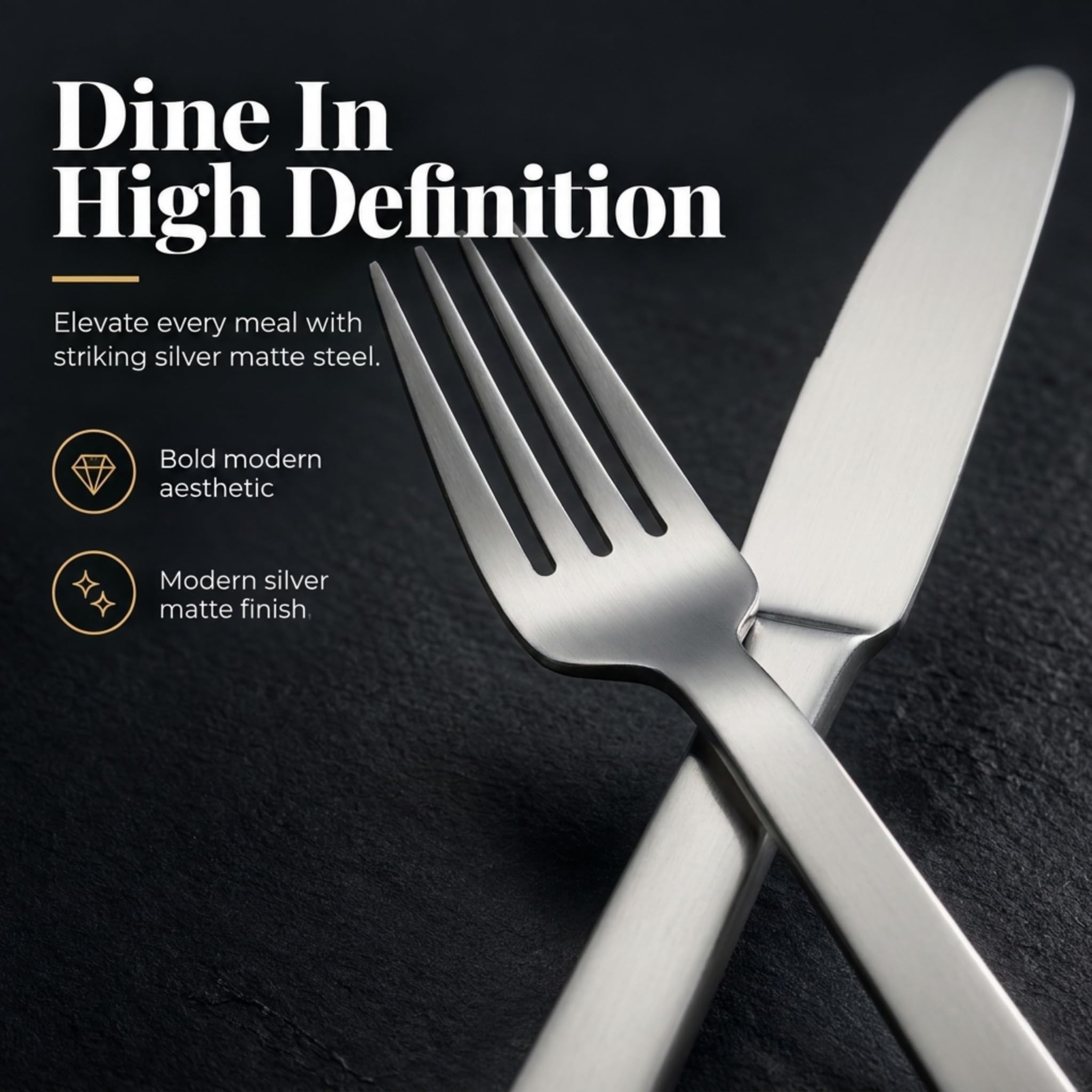 Godinger 20‑Piece Stainless Steel Silverware Set, Flatware Utensil Set for 4, Atlas, Silver Matte, 18/0 — Amazon image 2
