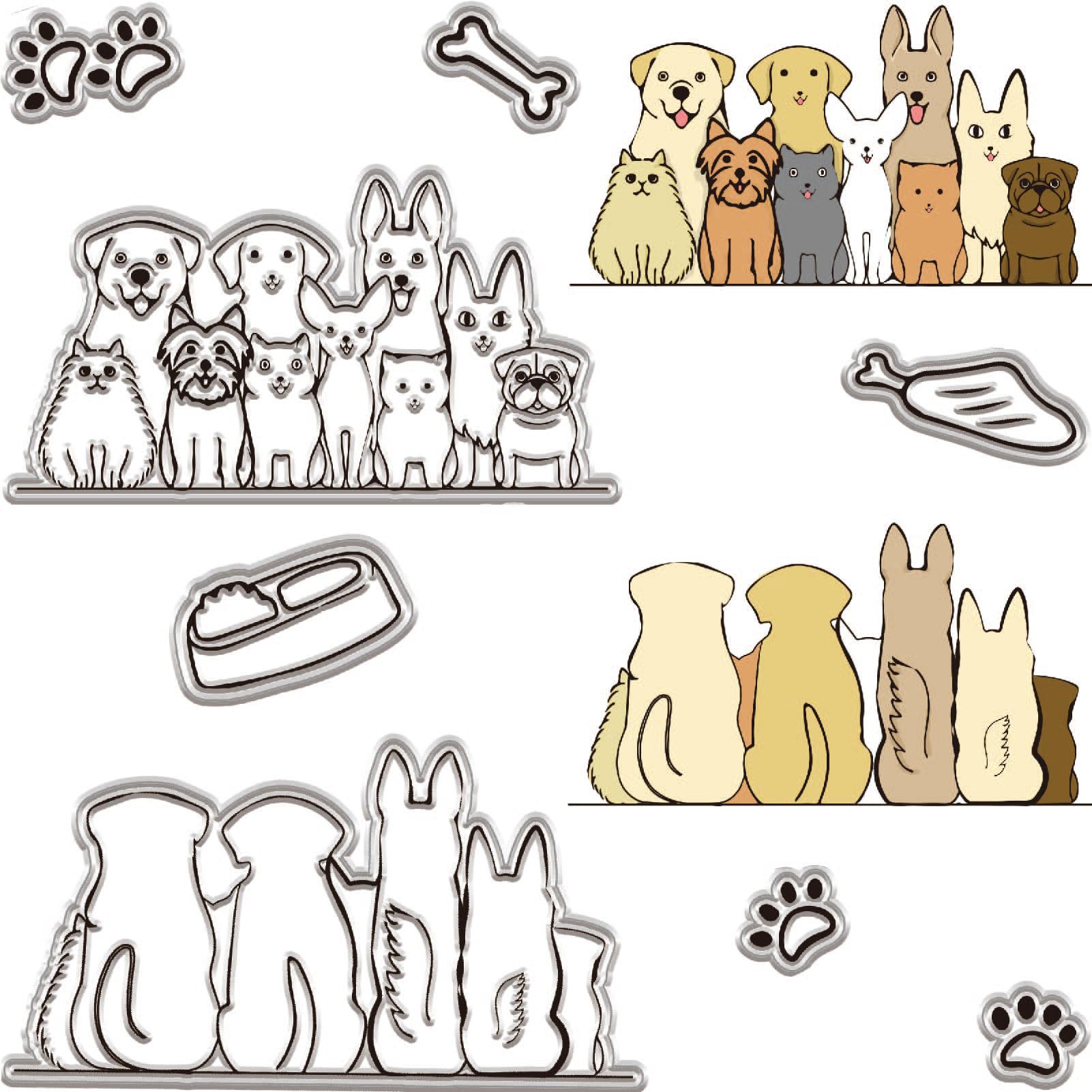 CRASPIRE Pet Dog Clear Rubber Stamps Transparent Sealing Stamp Vintage Animal Silicone Seals Durable for Holiday Card Making Journaling DIY Crafting Scrapbooking Journals Albums Photo Decoration