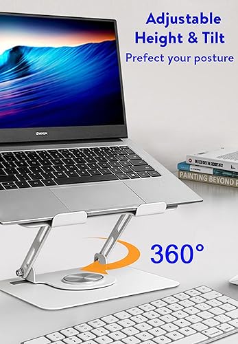 Miniatura 3 de Uncaged Ergonomics Soporte giratorio para computadora portátil para escritorio, soporte ajustable para iPad para escritorio con rotación de 360,