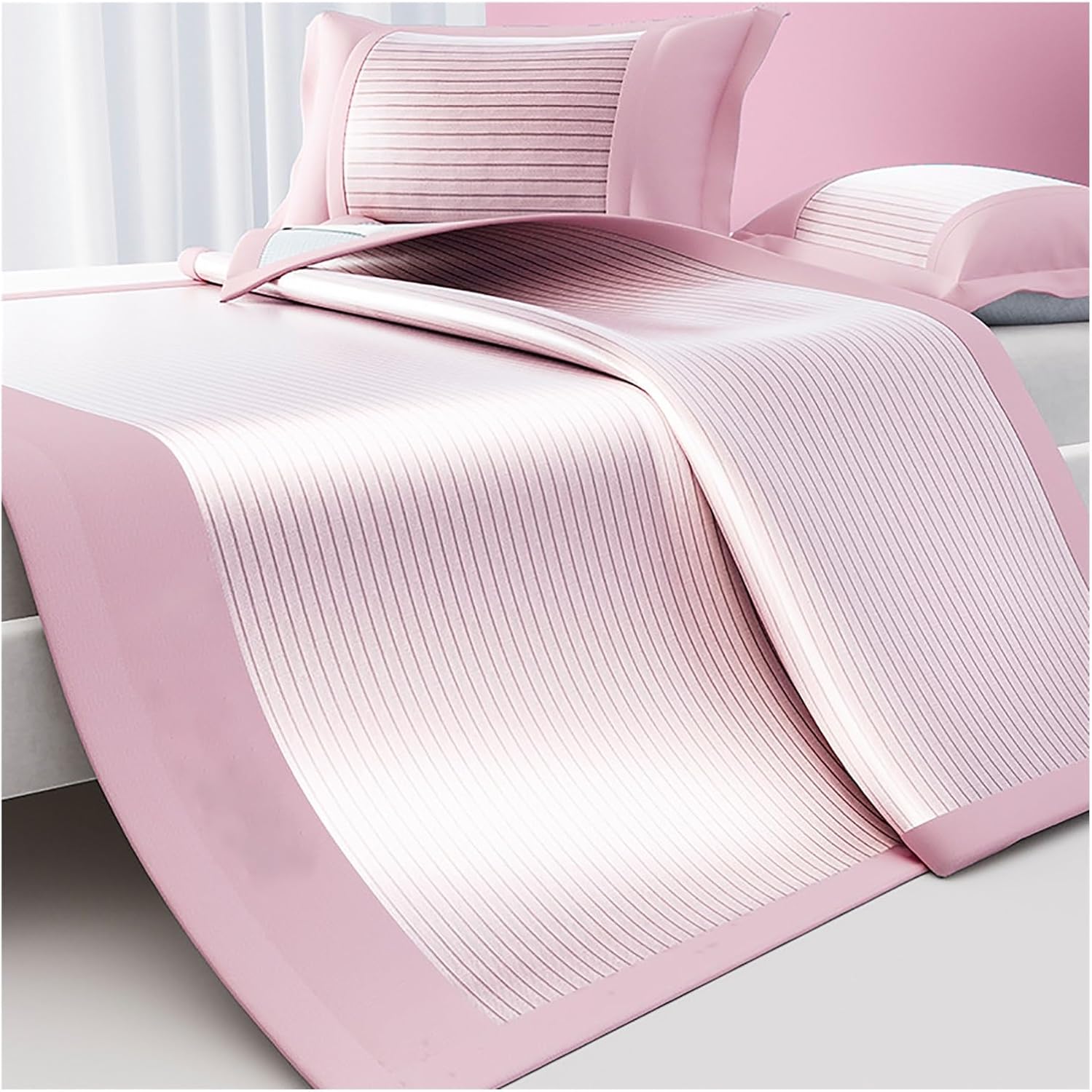 Cooling Ice Silk Summer Sleeping Mat with 2 Pillowcases Breathable Honeycomb Design for Bedroom and Living Room, Portable Foldable Mat for Adults Machine Washable
