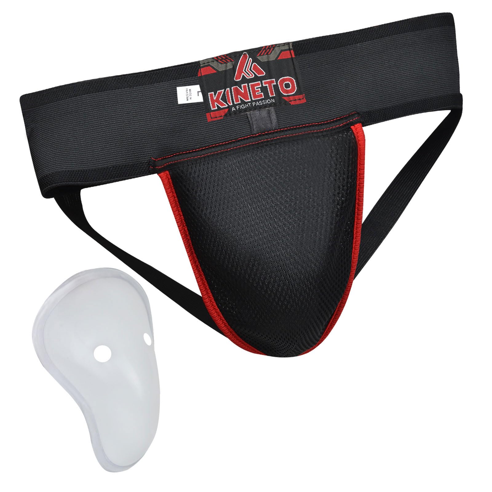 KINETO Groin Guard Boxing Cup Men, Martial Arts Kickboxing MMA Muay Thai Sparring Groin Protector, Jockstrap Adjustable, Fighting Training, Underwear Jiu Jitsu BJJ Protection, Boys Youth (Large)