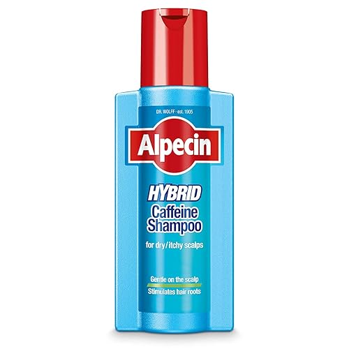 Alpecin Champú híbrido de cafeína para hombres con cuero cabelludo seco, picazón y sensible, hidrata el crecimiento natural del cabello adelgazante,