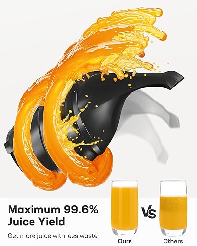 Miniatura 6 de Silonn Exprimidor de prensa en frío, exprimidor de masticación lenta de alto rendimiento de jugo con canal de alimentación grande de 5.4 pulgadas
