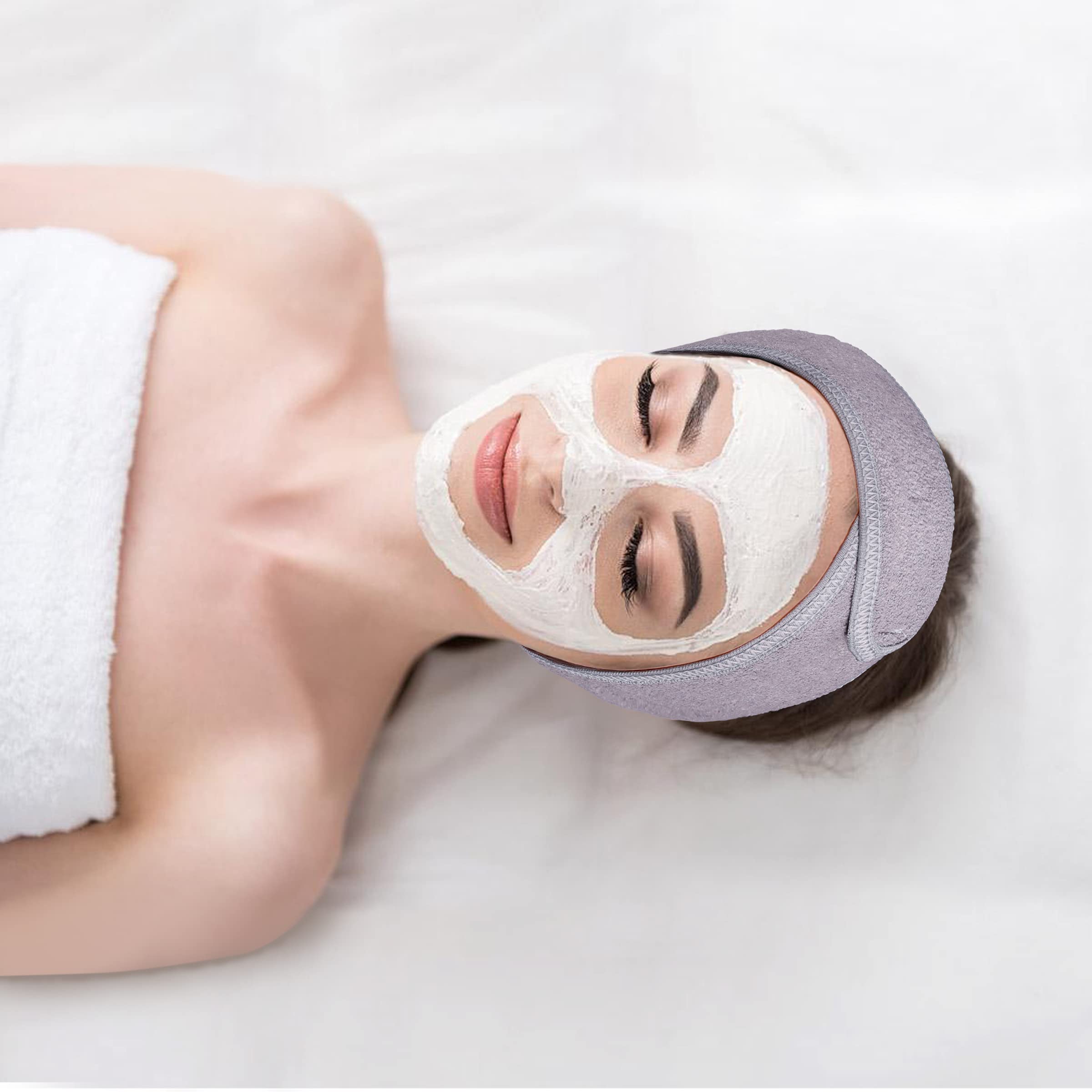 Donna Trucco 2 Fasce Per Capelli Da Spa, Con Adesivo Magico Regolabile