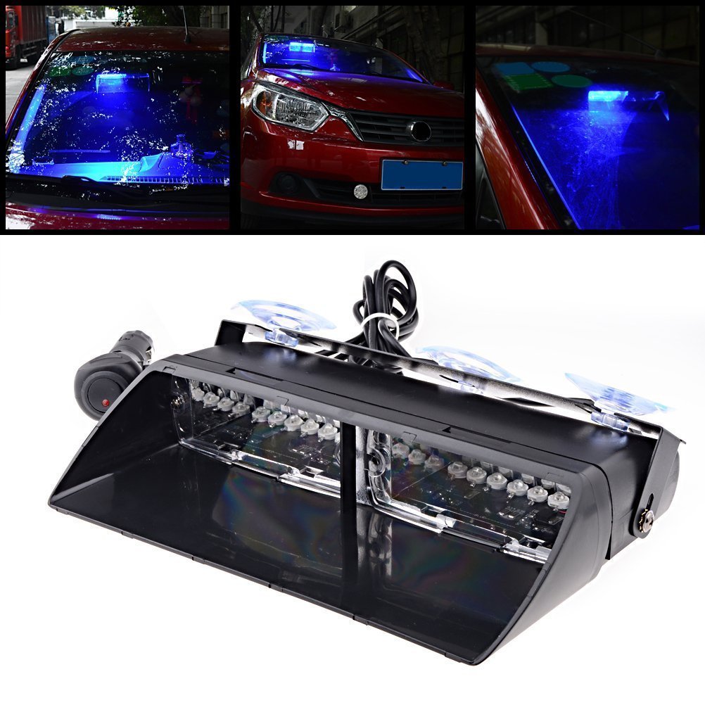 Lot de 16 LED haute intensité pour application de l'ordre - Lumières stroboscopiques d'avertissement d'urgence- Avec ventouses (rouge)