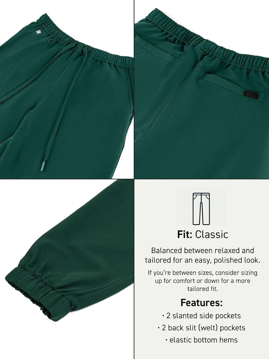 Peelz Ray 4-Pocket Elastic Bottom Scrub Pants for Men - Elastic Waistband, Soft Fabric Men's Scrubs, Classic Fit