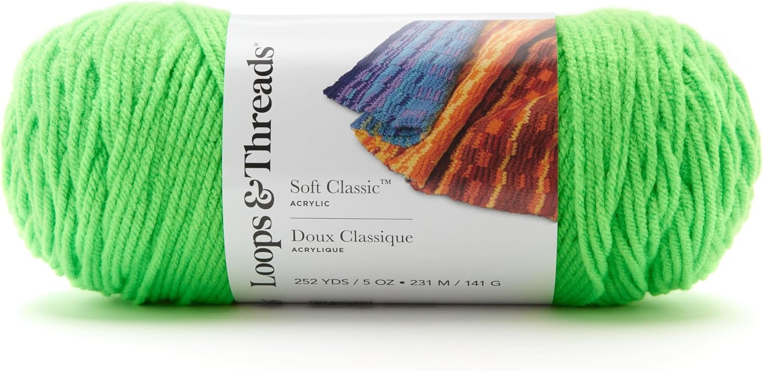 Loops & Threads Limeade Soft Classic Neon Yarn – Medium Weight Yarn for Knitting, Crochet, Weaving, Arts & Crafts, 12 Pack